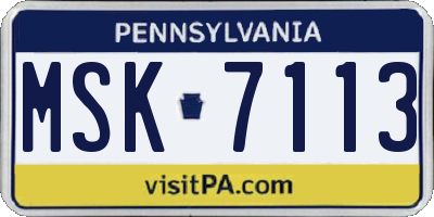 PA license plate MSK7113