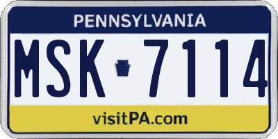 PA license plate MSK7114