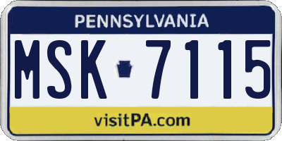 PA license plate MSK7115
