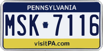 PA license plate MSK7116