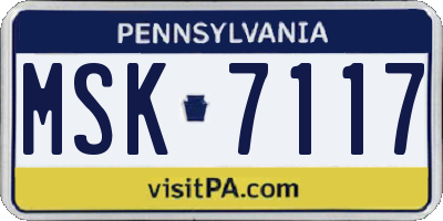 PA license plate MSK7117