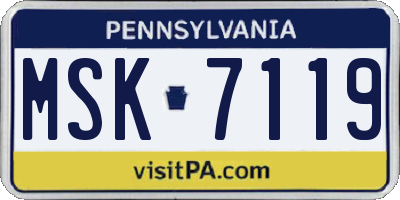 PA license plate MSK7119