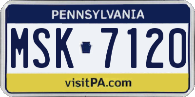 PA license plate MSK7120