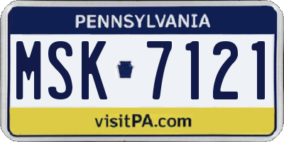 PA license plate MSK7121