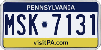 PA license plate MSK7131