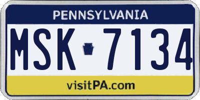 PA license plate MSK7134