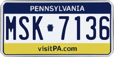 PA license plate MSK7136