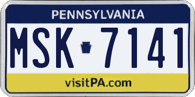 PA license plate MSK7141