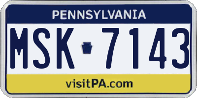 PA license plate MSK7143