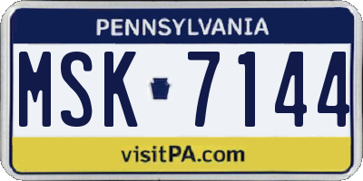 PA license plate MSK7144