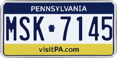 PA license plate MSK7145