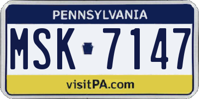 PA license plate MSK7147
