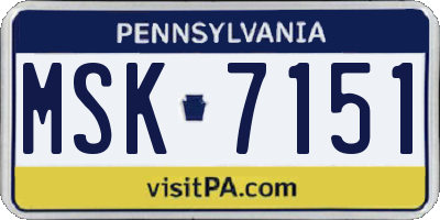 PA license plate MSK7151