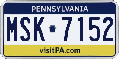 PA license plate MSK7152