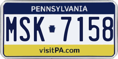 PA license plate MSK7158