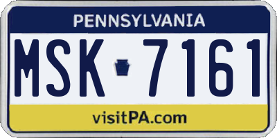 PA license plate MSK7161