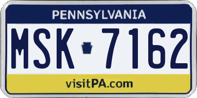 PA license plate MSK7162