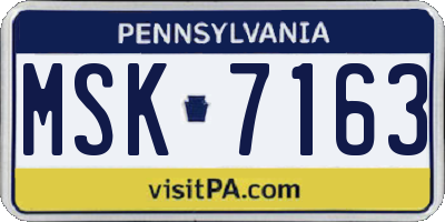 PA license plate MSK7163