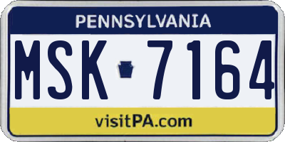 PA license plate MSK7164