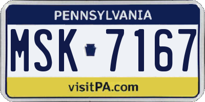 PA license plate MSK7167