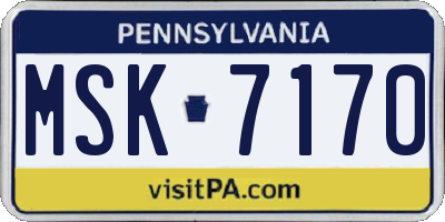 PA license plate MSK7170