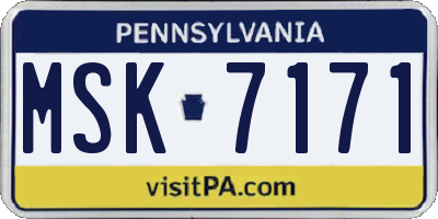 PA license plate MSK7171