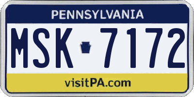 PA license plate MSK7172