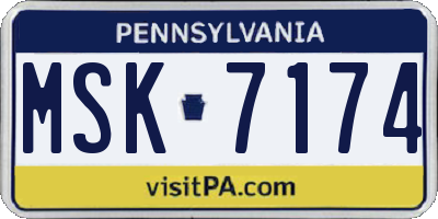 PA license plate MSK7174