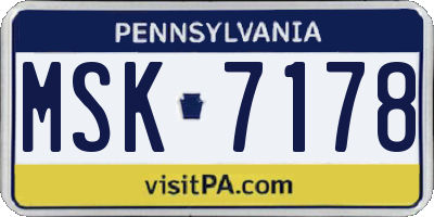 PA license plate MSK7178