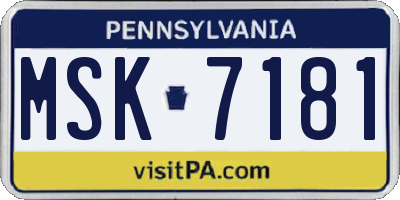 PA license plate MSK7181