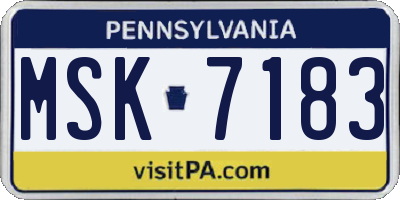 PA license plate MSK7183