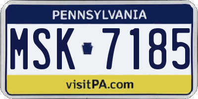 PA license plate MSK7185