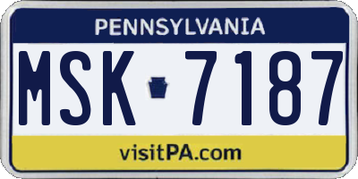 PA license plate MSK7187