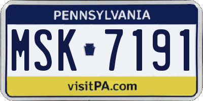 PA license plate MSK7191