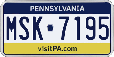 PA license plate MSK7195