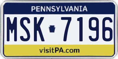 PA license plate MSK7196