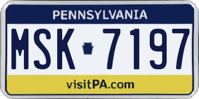 PA license plate MSK7197