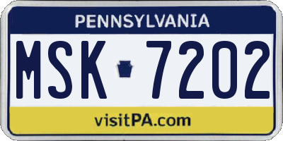 PA license plate MSK7202