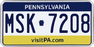 PA license plate MSK7208