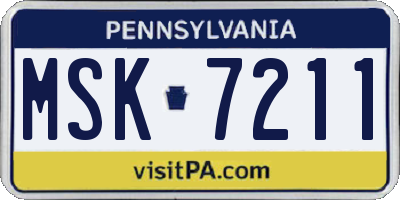 PA license plate MSK7211