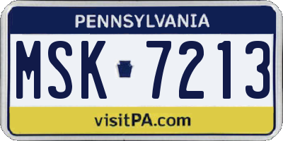 PA license plate MSK7213