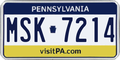 PA license plate MSK7214