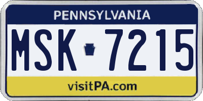 PA license plate MSK7215