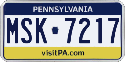 PA license plate MSK7217