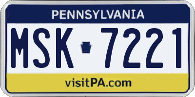 PA license plate MSK7221