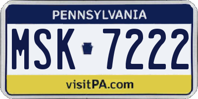 PA license plate MSK7222