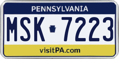PA license plate MSK7223