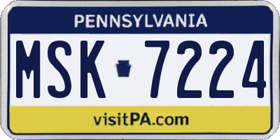 PA license plate MSK7224