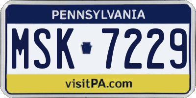 PA license plate MSK7229
