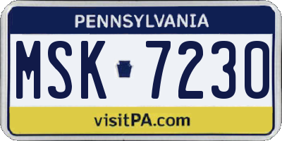 PA license plate MSK7230